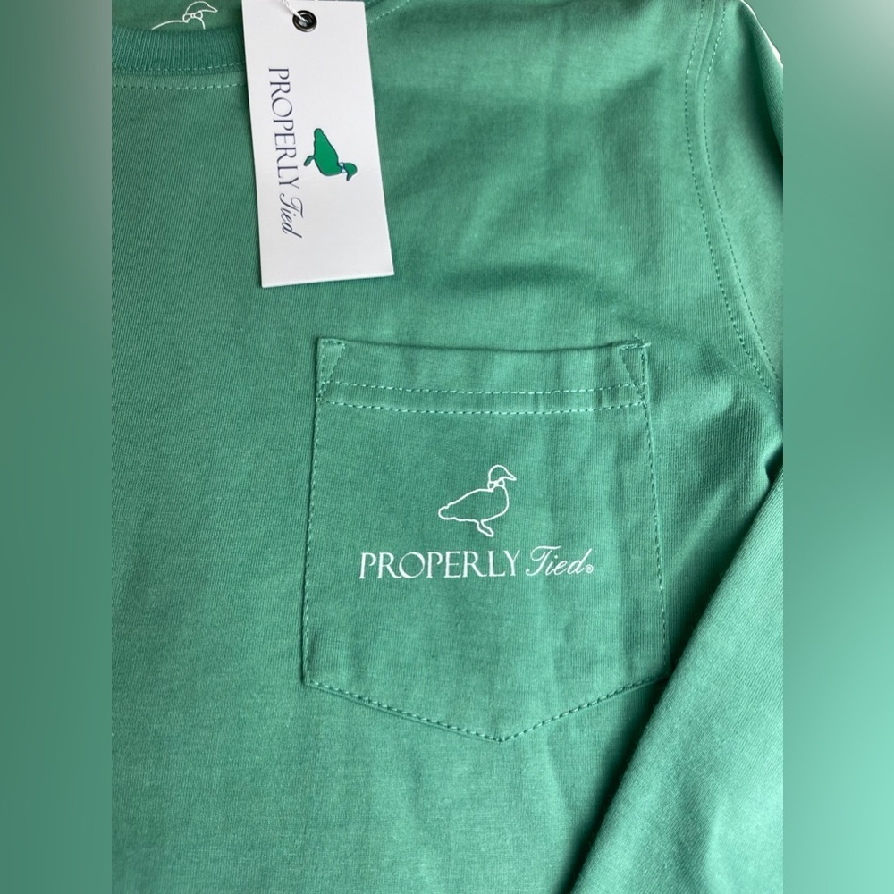 NWT Properly Tied L/S Pumpkin Duck Tee Shirt 100% Pima YL 14/16 - Picture 2 of 3